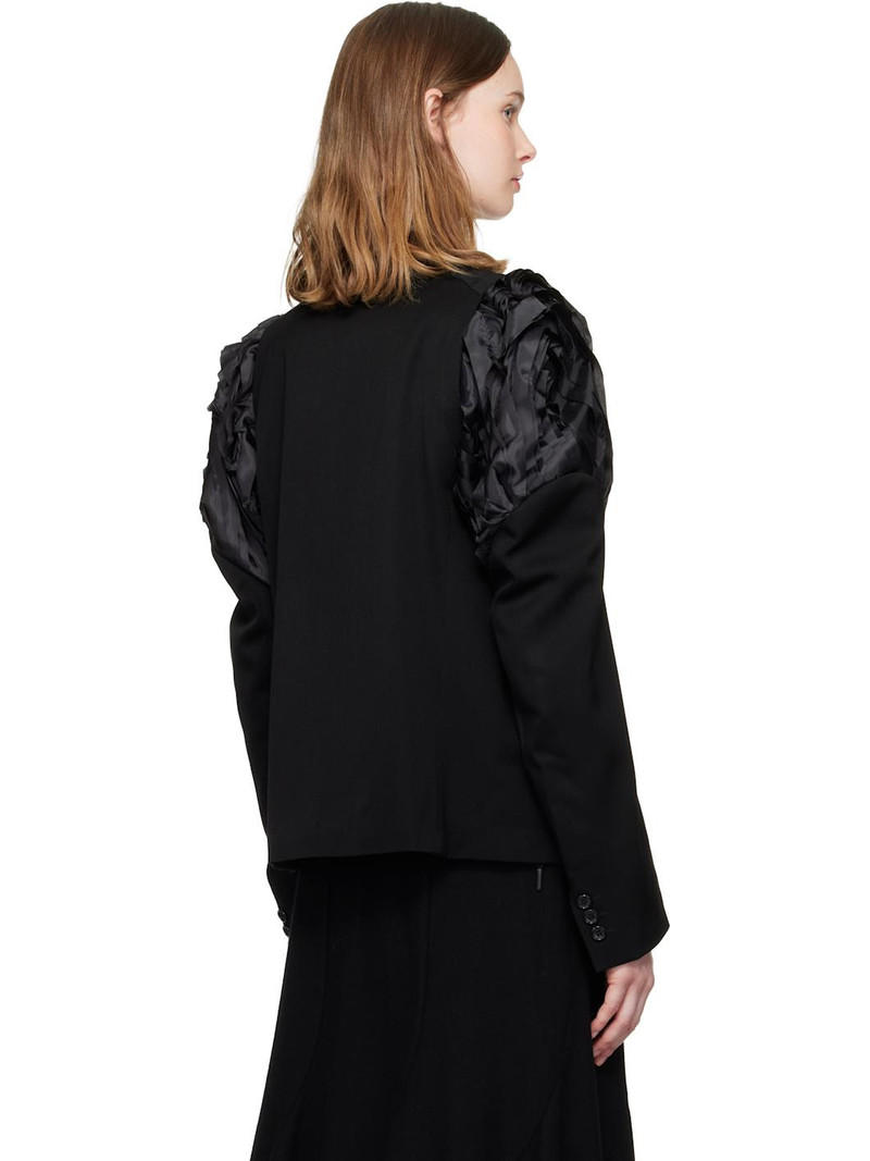 Black Ruched Shoulder Blazer 3