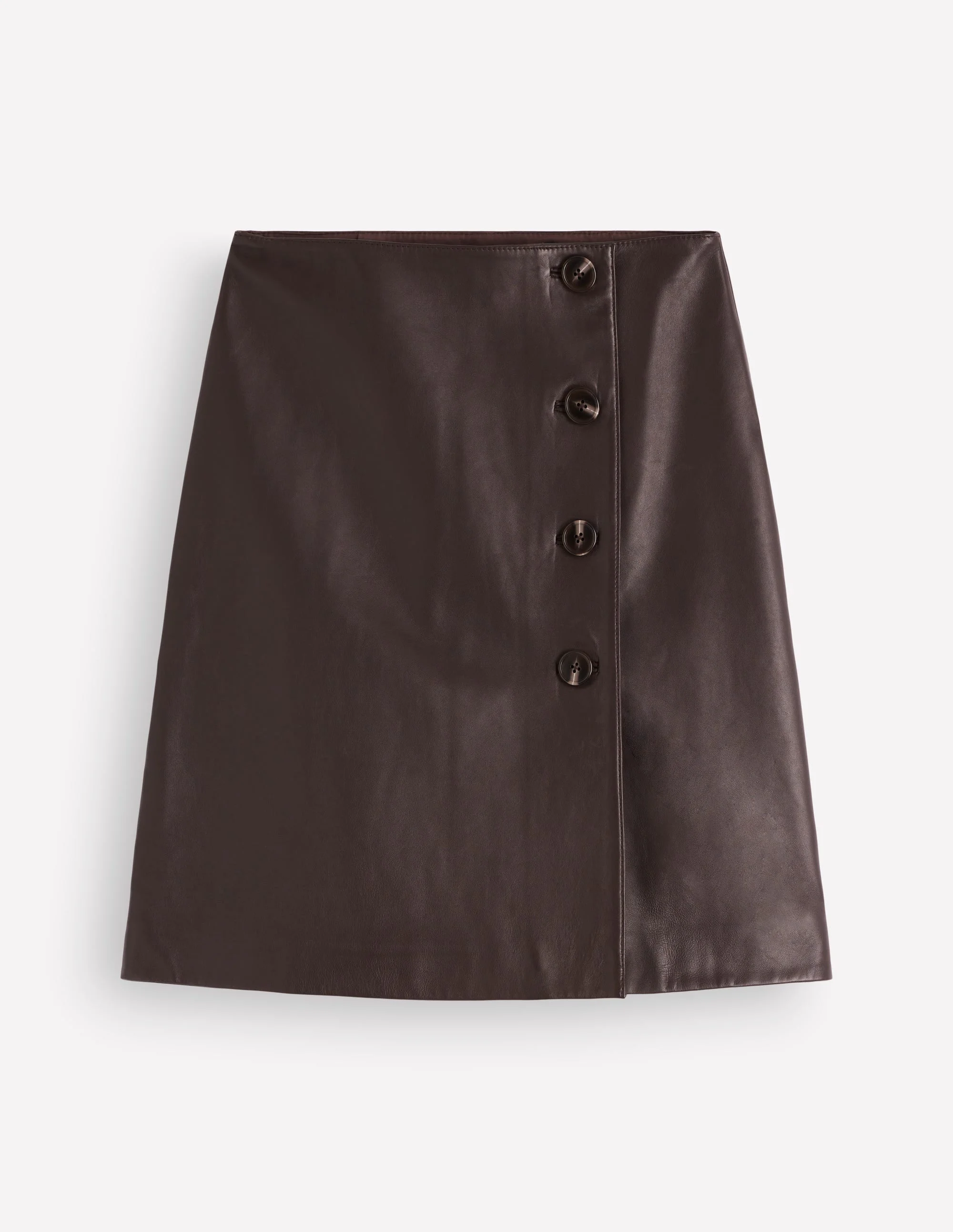 Evelyn Leather Wrap Skirt-Chocolate - 1