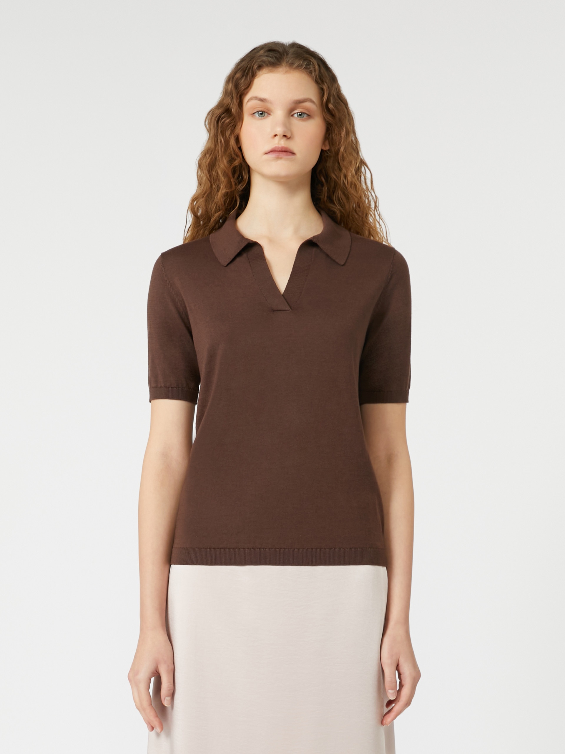 RONCOLO Silk and cotton polo T-shirt - 3
