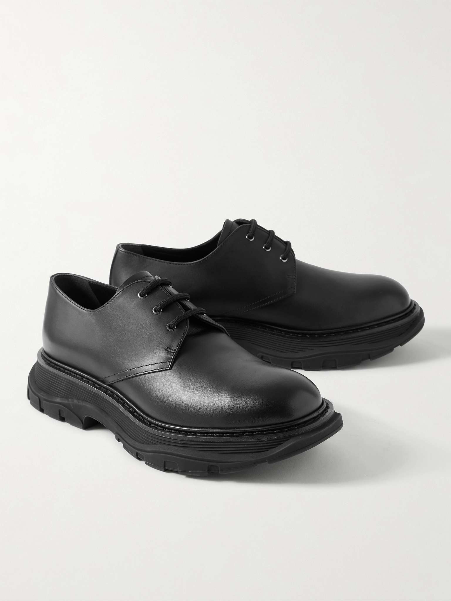 Exaggerated-Sole Leather Derby Shoes - 4