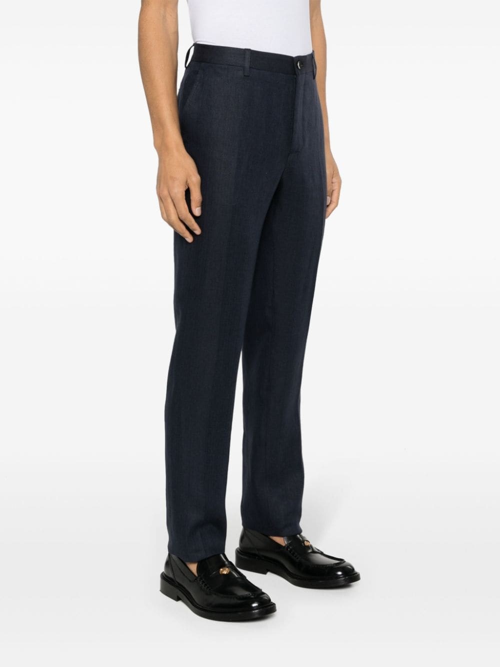 pressed-crease linen trousers - 3