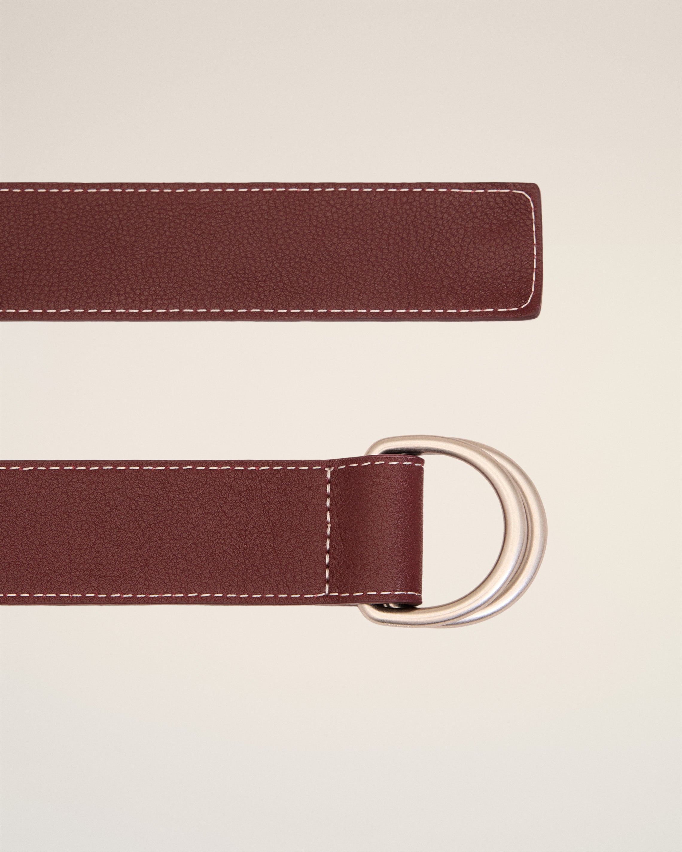 BURGUNDY SUPPLE LEATHER DOUBLE BUCKLE 35MM BELT - 2