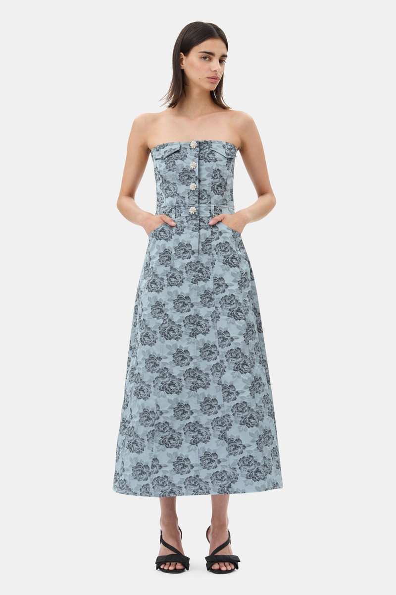 ganni blue jacquard dress Ganni