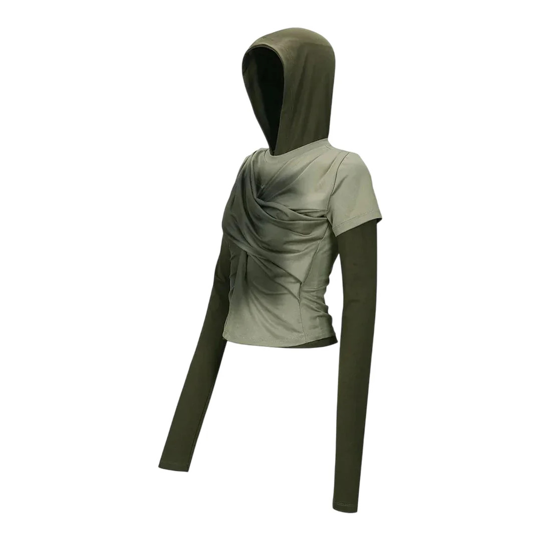 Gathered Hoodie Jersey Top - 2