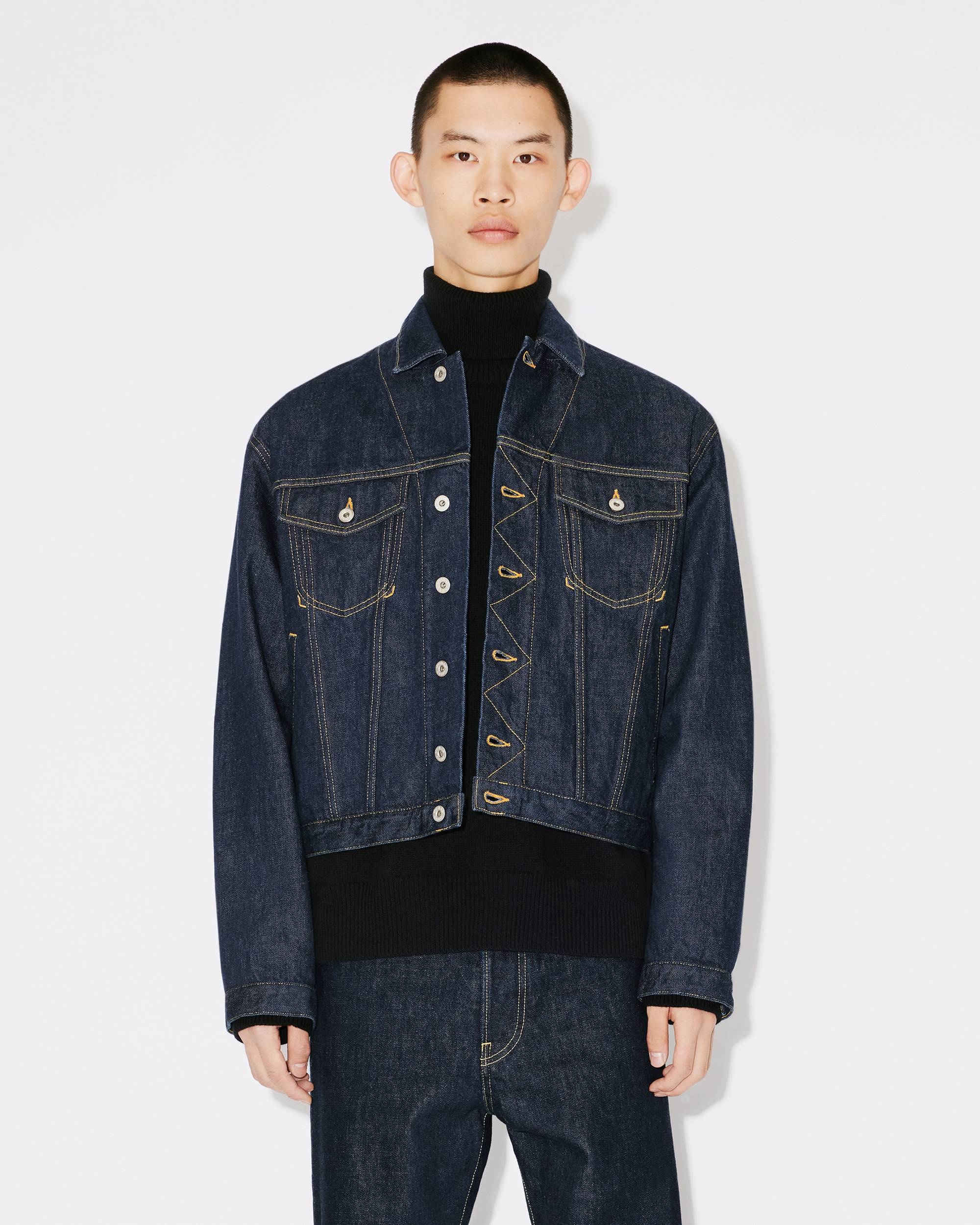 KENZO 'monogram' Denim Workwear Jacket in Blue for Men