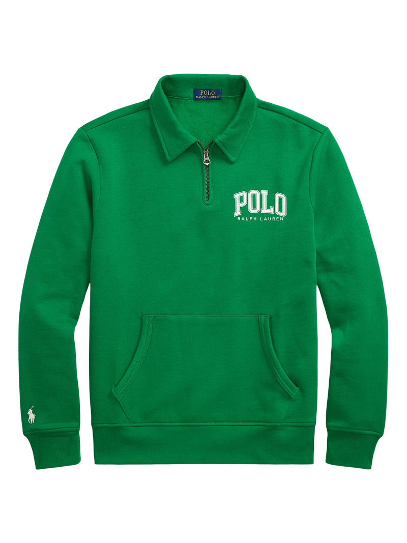 Men's Logo Cotton-Blend Fleece Polo Sweatshirt - Cruise Green 1