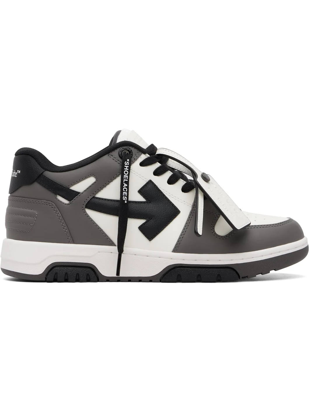 White & Gray Out Of Office Calf Leather Sneakers - 1