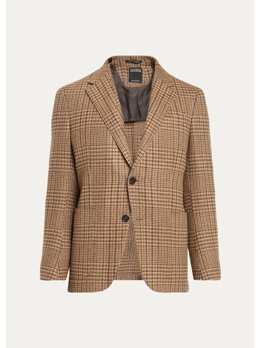 Men's Cashmere Glen Plaid Single-Breasted Sport Coat - 1