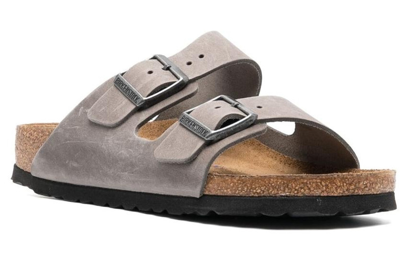 Birkenstock 애리조나 연약한 Footbed 기름을 바른 가죽 샌들 'Iron' 1013645 2