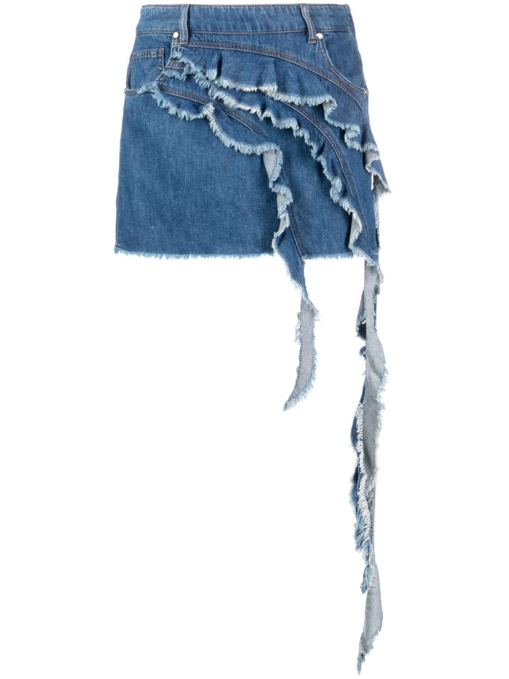 draped-detail denim miniskirt - 1