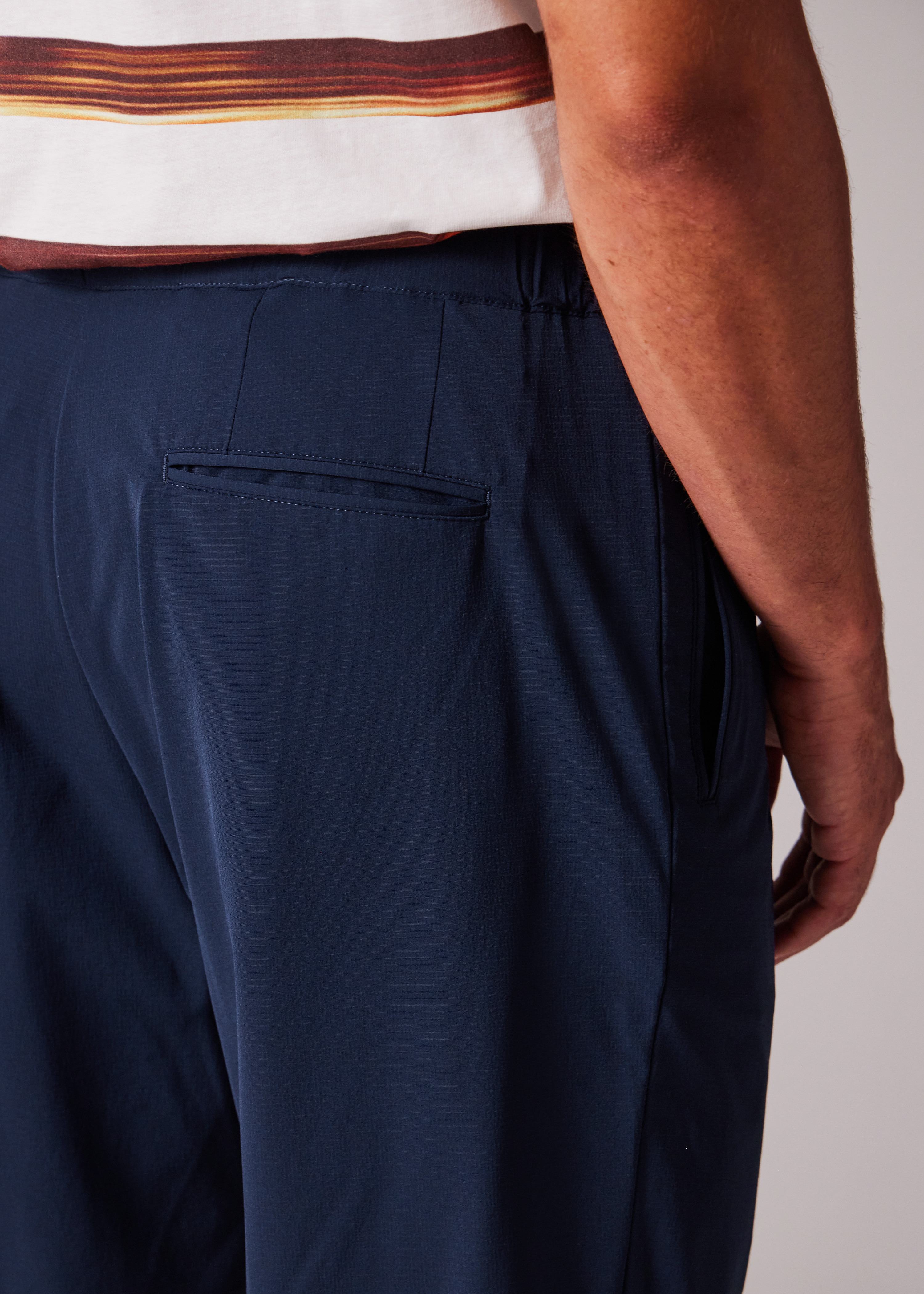 Navy Stretch Pleated Trousers - 5