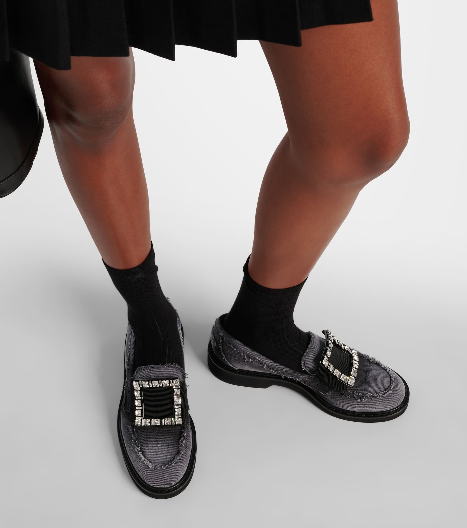 Viv' Ranger embellished denim loafers - 4