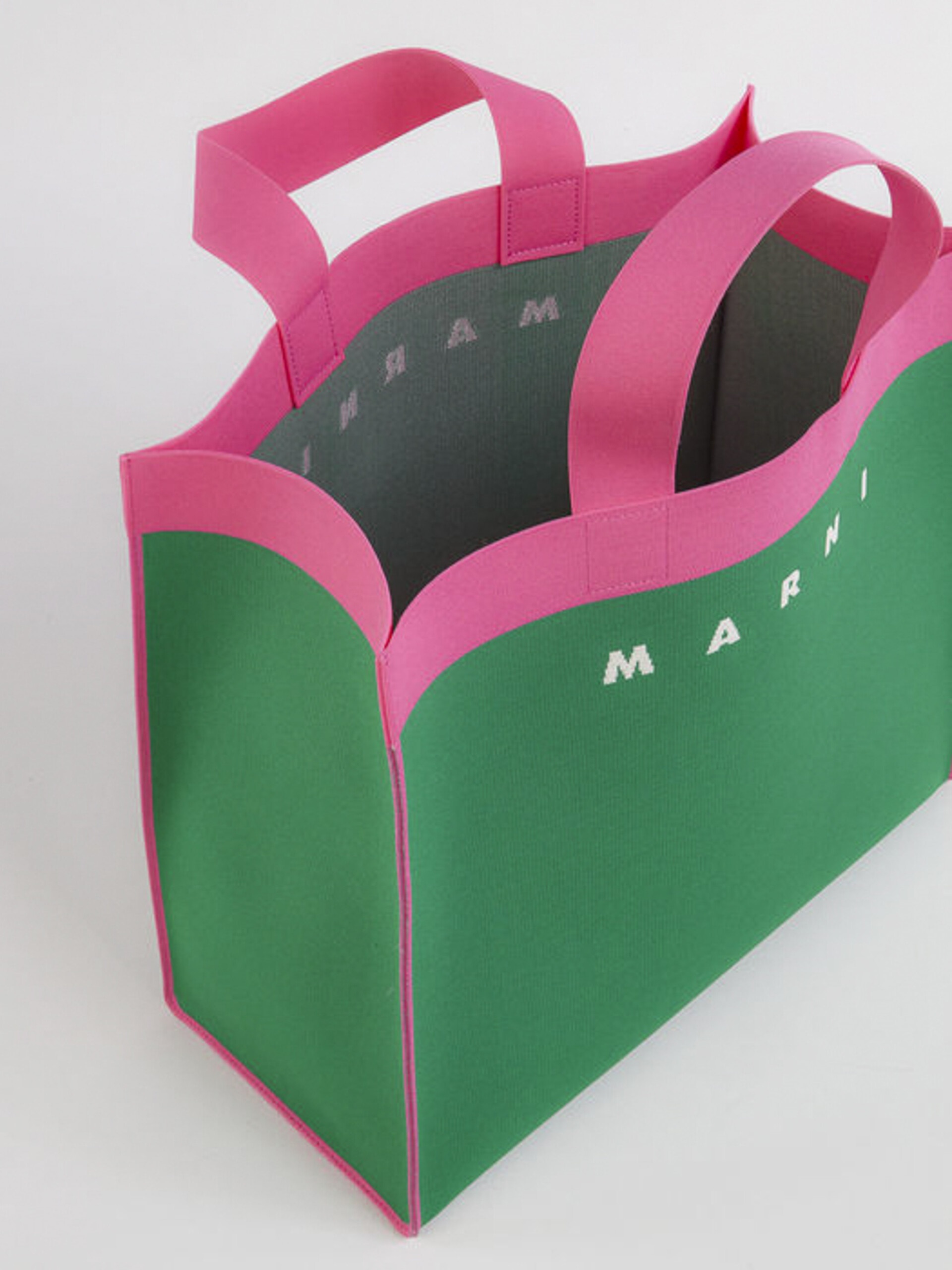 GREEN AND FUCHSIA JACQUARD SHOPPING BAG - 4