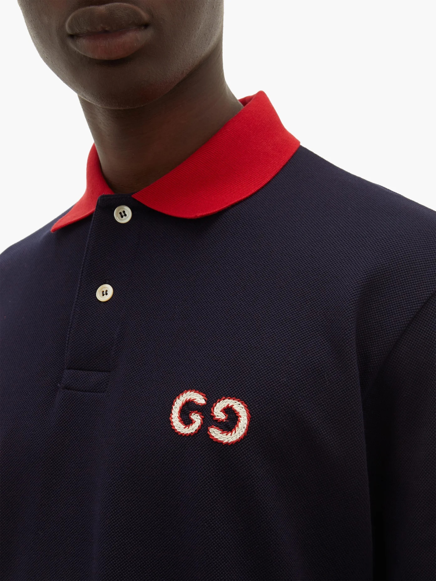 GG-embroidered cotton-blend polo shirt - 3