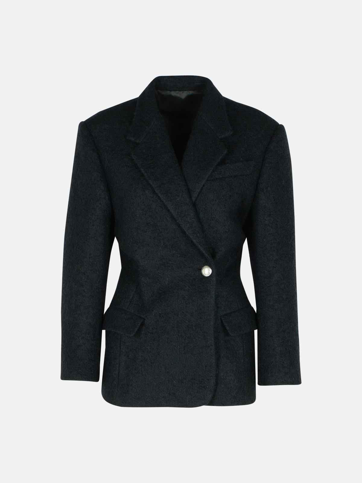 'GALLIE' BLACK WOOL BLEND JACKET - 1