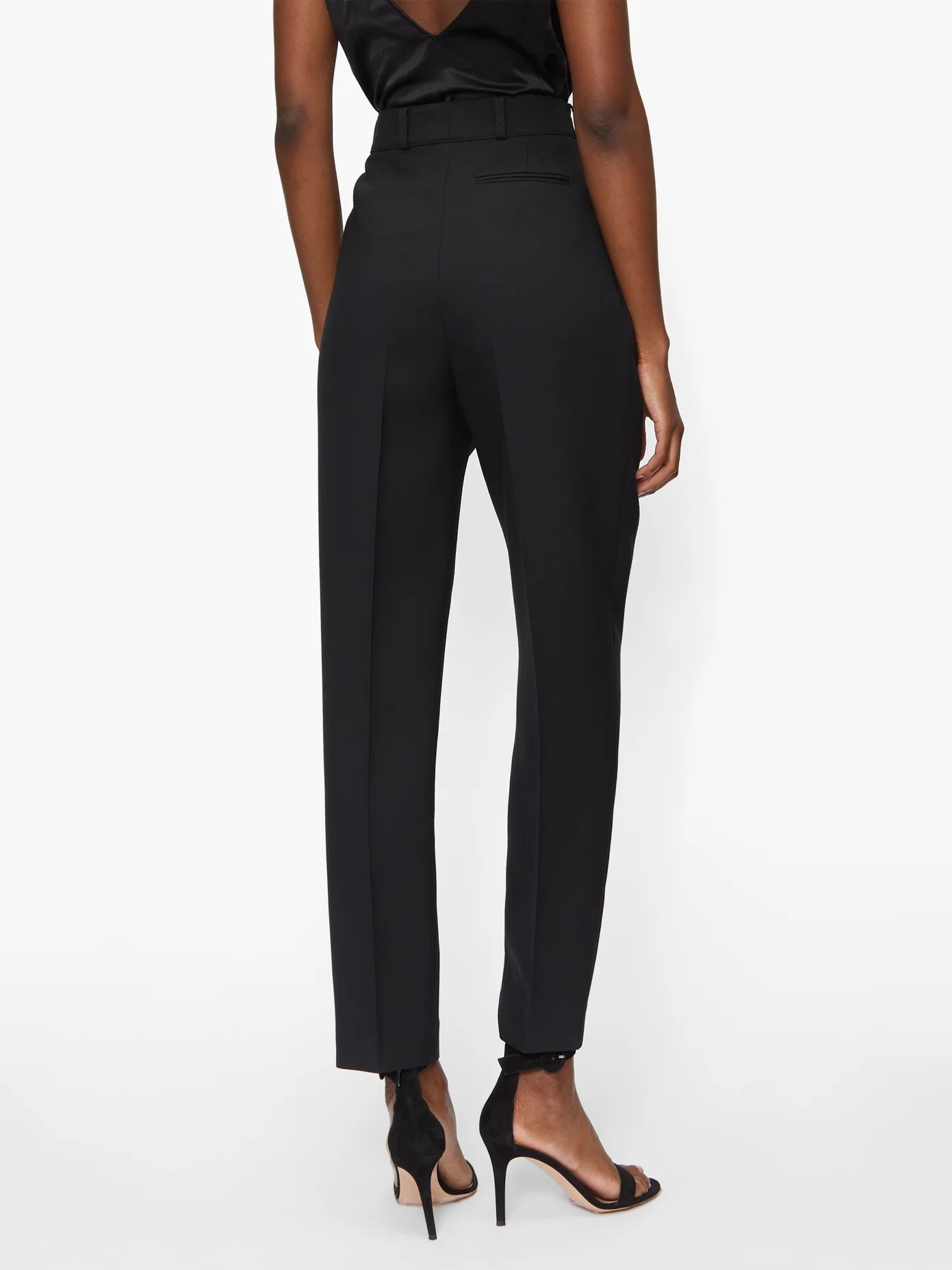 High-rise wool-blend crepe trousers - 5