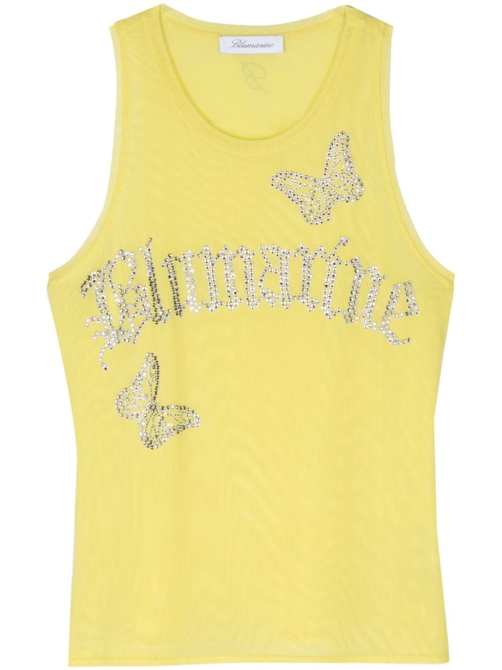 rhinestones-logo mesh tank top - 1