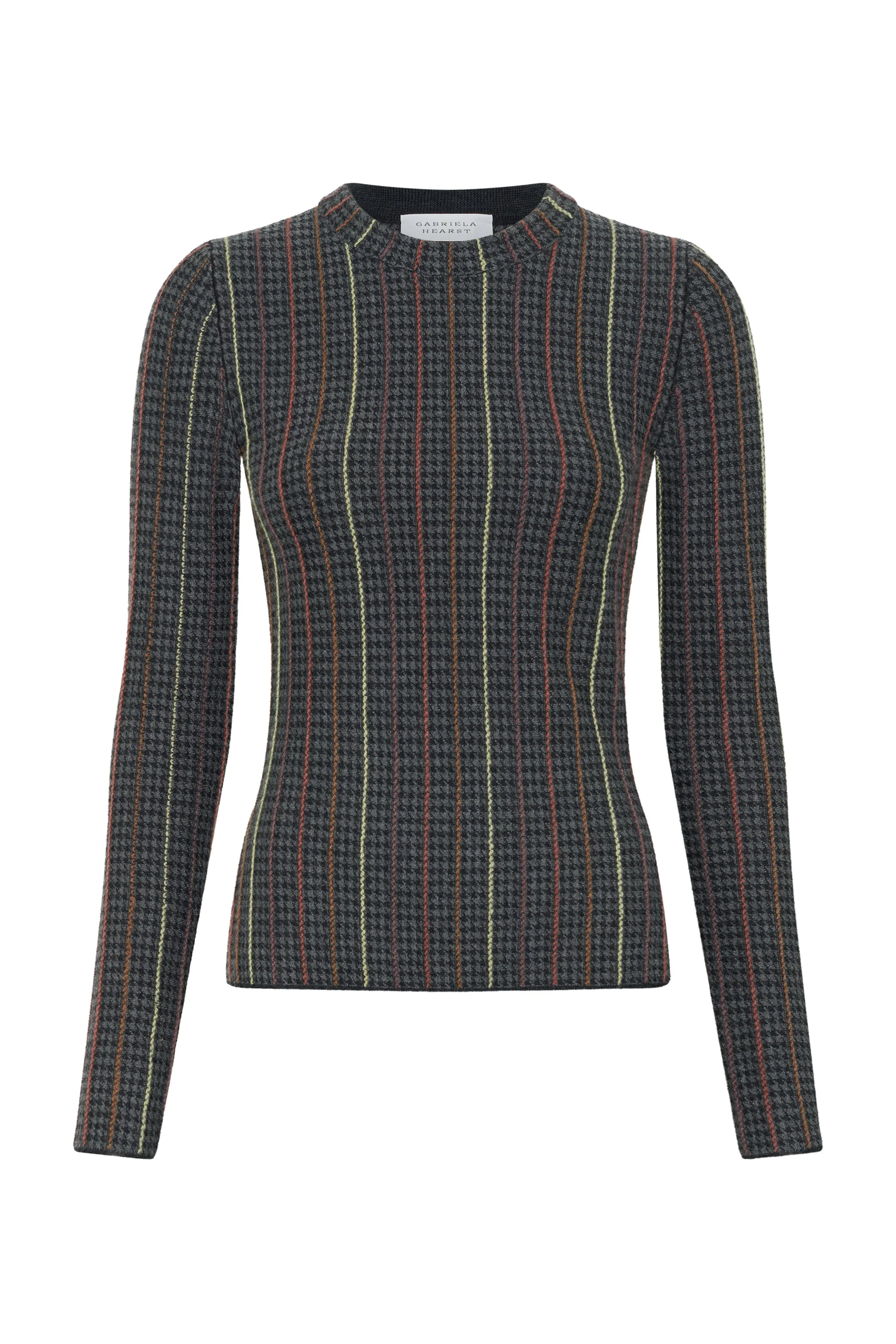 Pons Knit Sweater in Charcoal Multi Cashmere Silk Houndstooth - 1