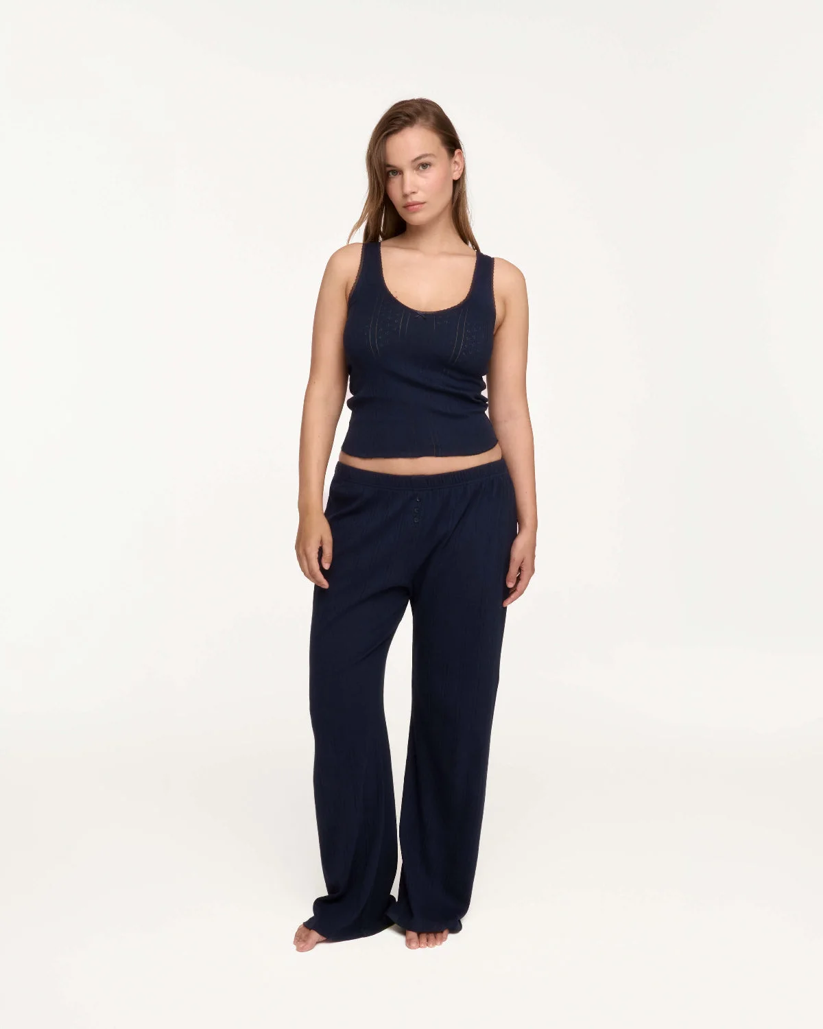 The Pant: Navy Pointelle - 1