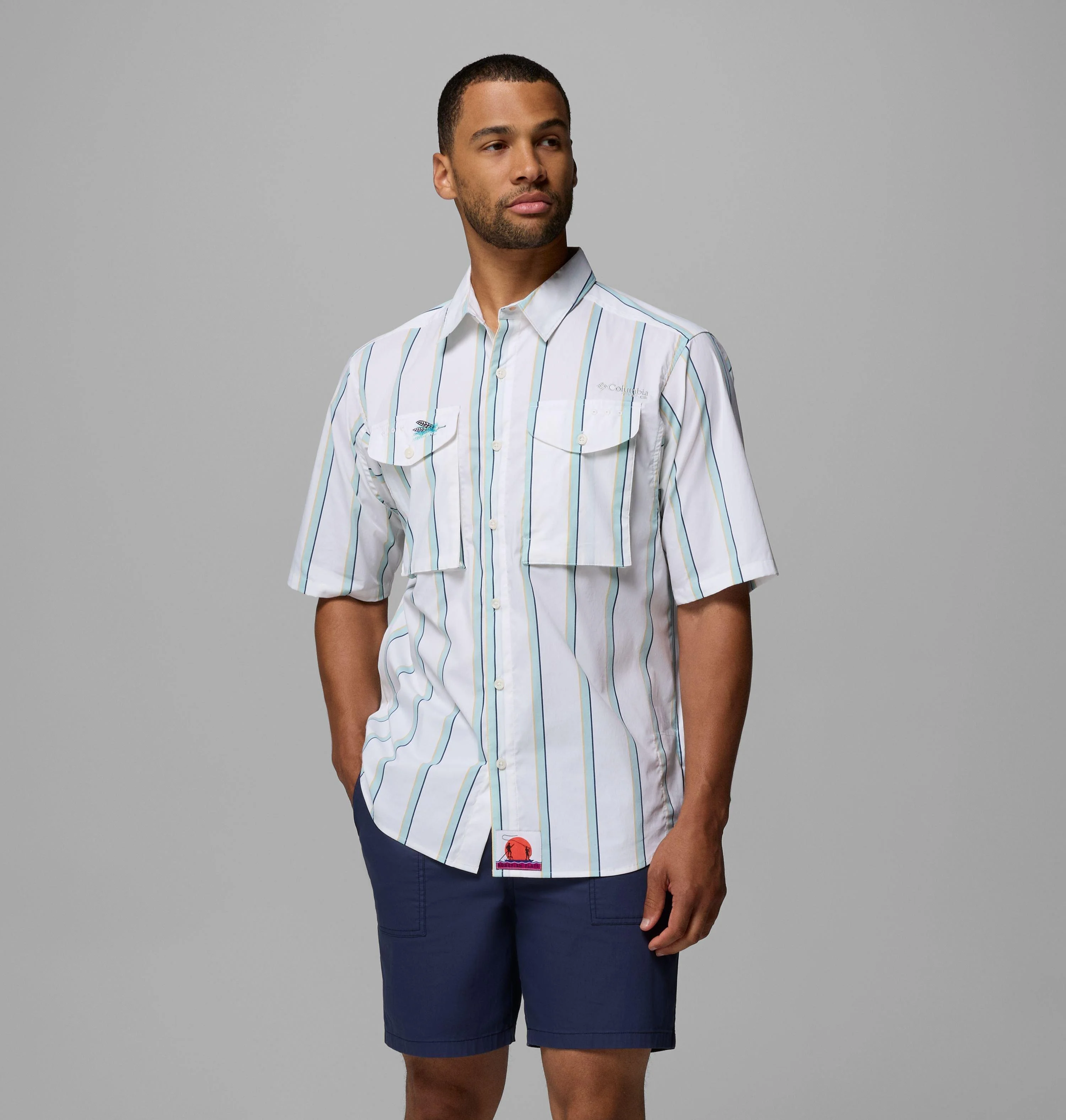 Men's PFG Bonefish Flats Printed Short Sleeve Shirt - 1