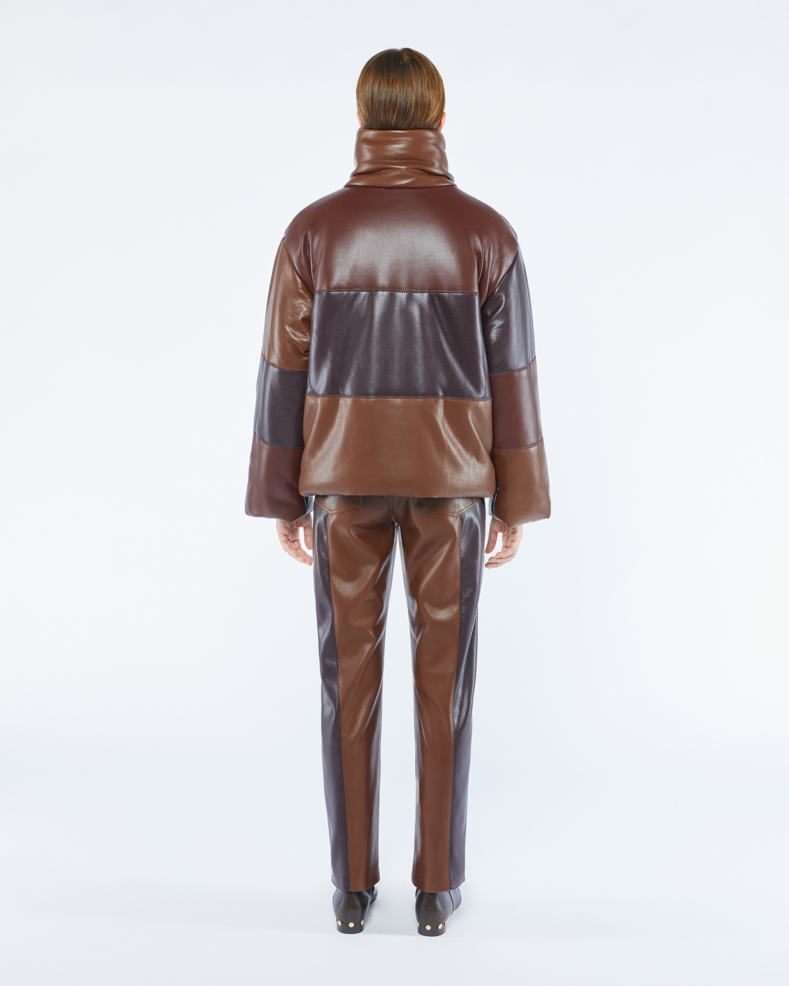 HIDE - Vegan leather puffer jacket - Dark brown patch - 3