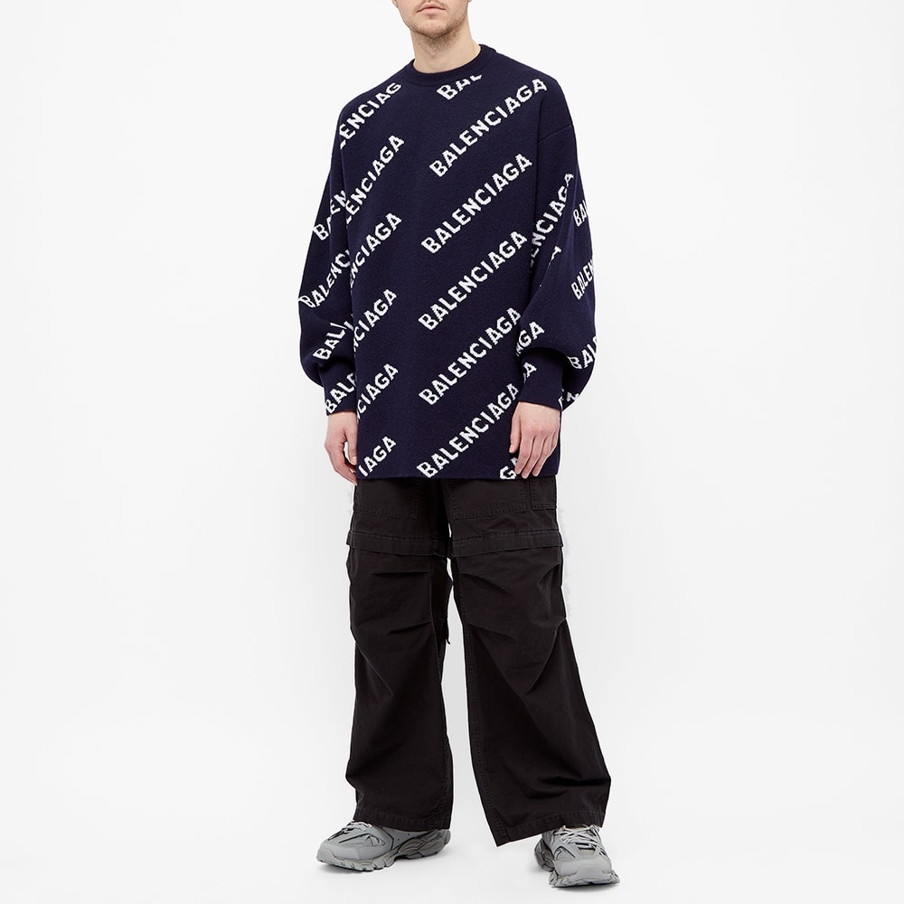 Balenciaga All Over Logo Intarsia Crew Knit - 7