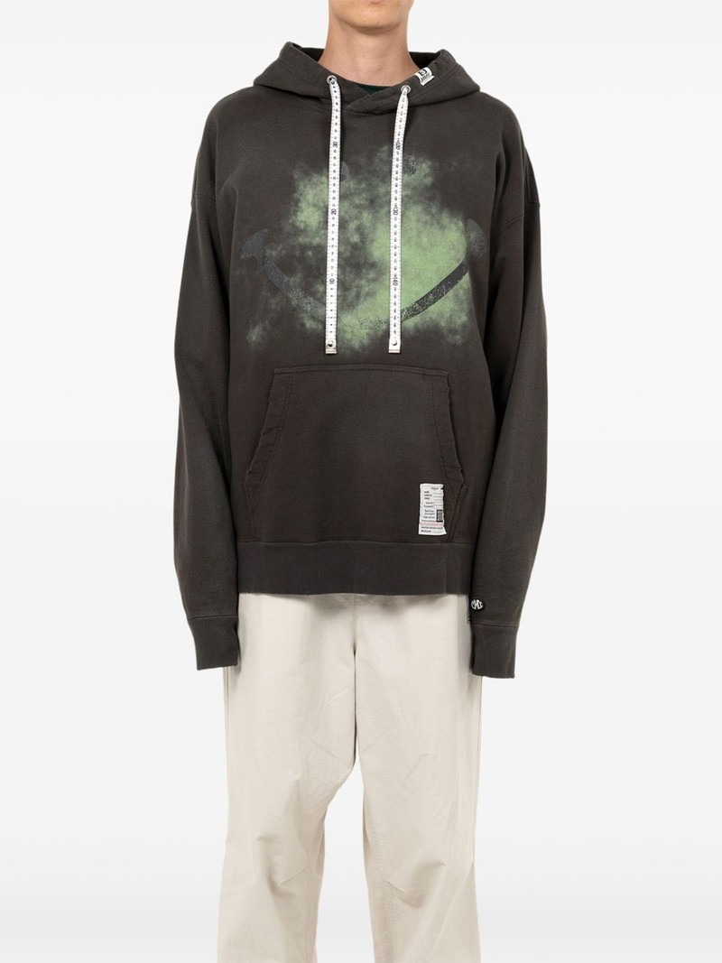 Maison MIHARAYASUHIRO smiely face-print distressed hoodie outlook