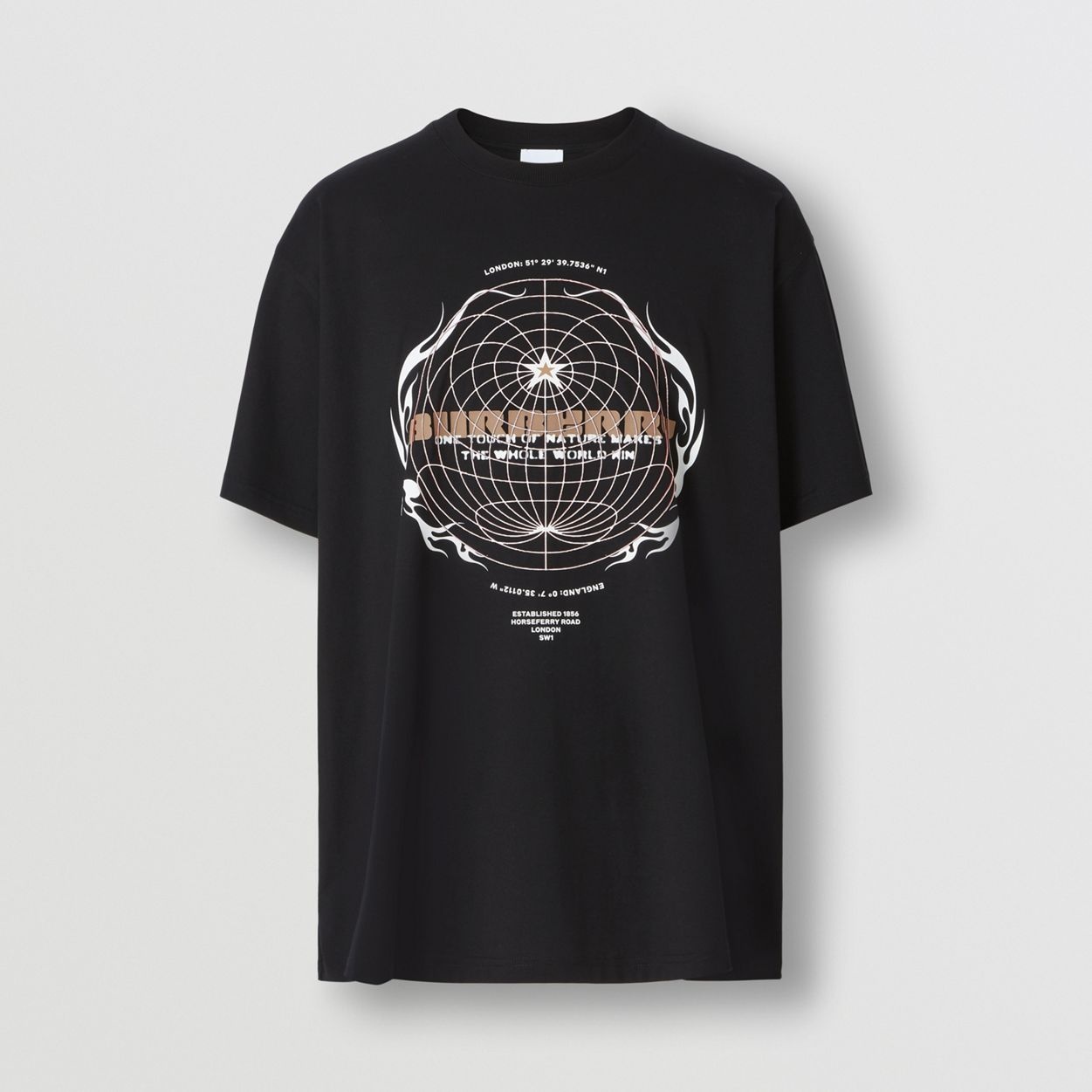 Globe Graphic Print Cotton Oversized T-shirt - 1