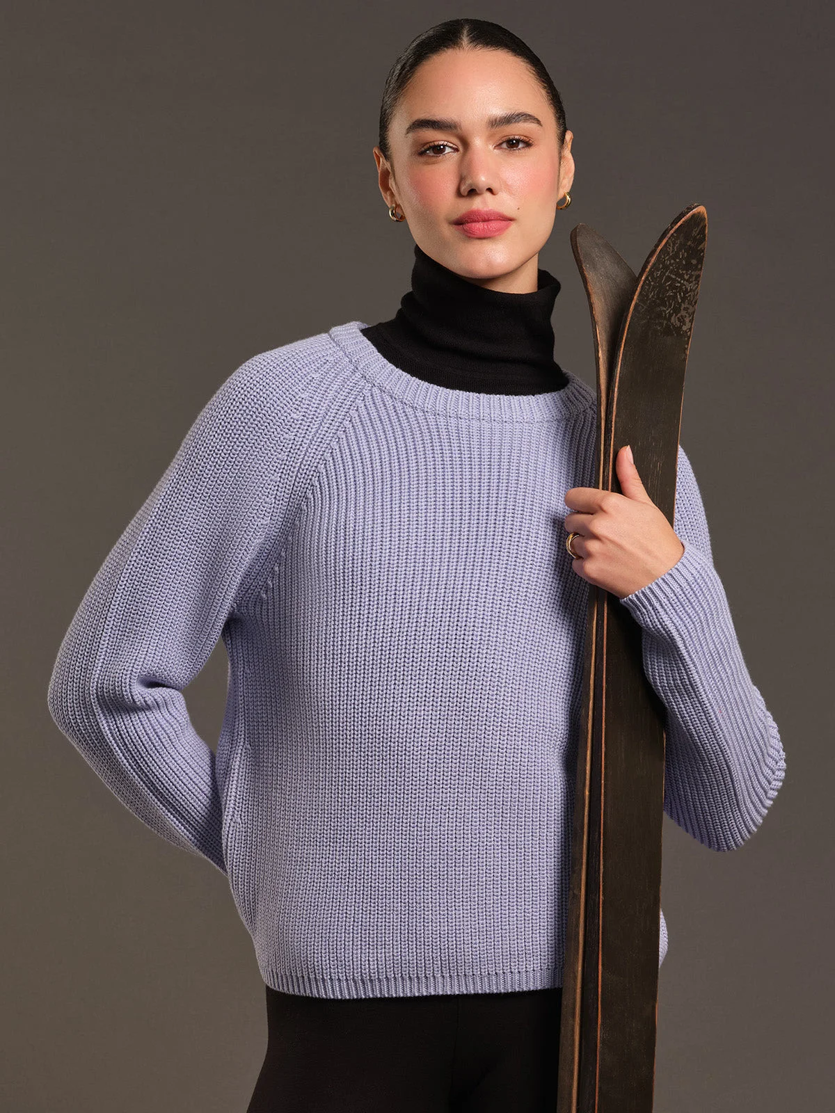 Jane: Crewneck Shaker Stitch Cotton Sweater - 1