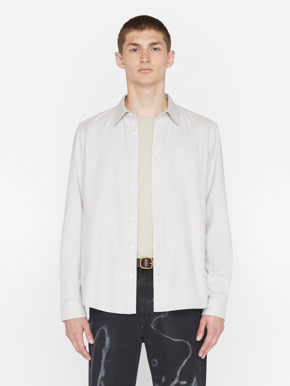 Brushed Cotton Shirt in Oatmeal - 3