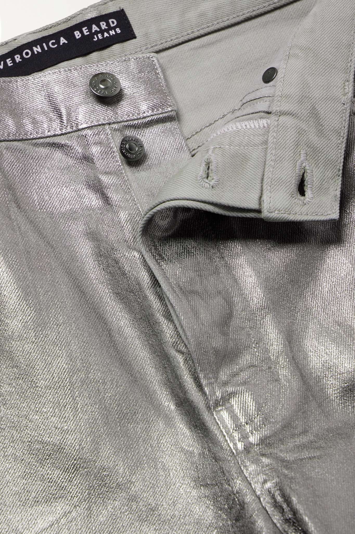 Daniela high-rise straight-leg metallic coated jeans - 5