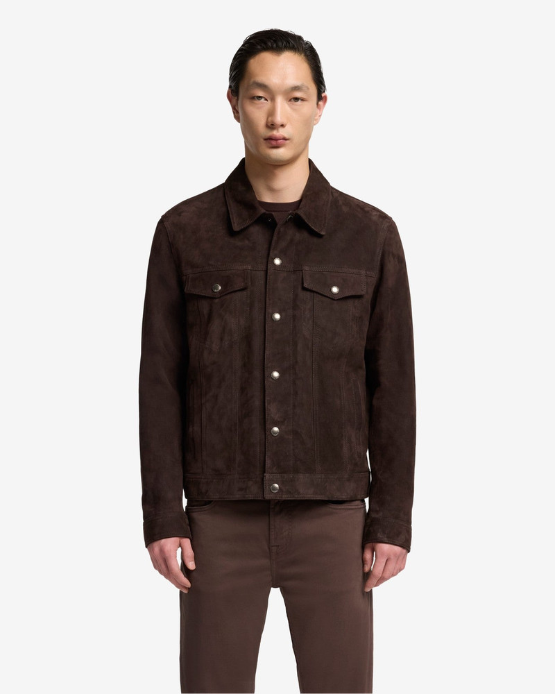 7 For All Mankind Suede Trucker Jacket In Coffee Bean outlook