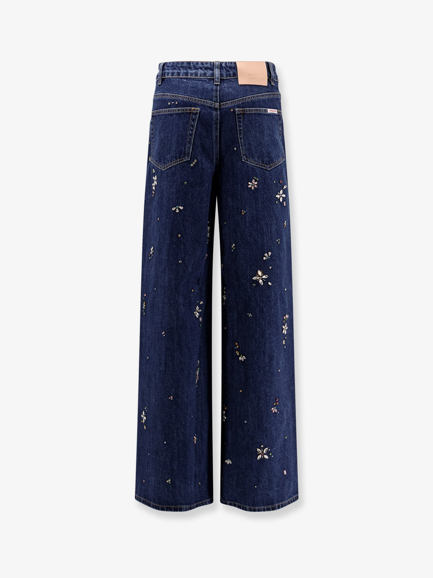 Self Portrait Wide Leg Jeans With Rhinsestones - 4