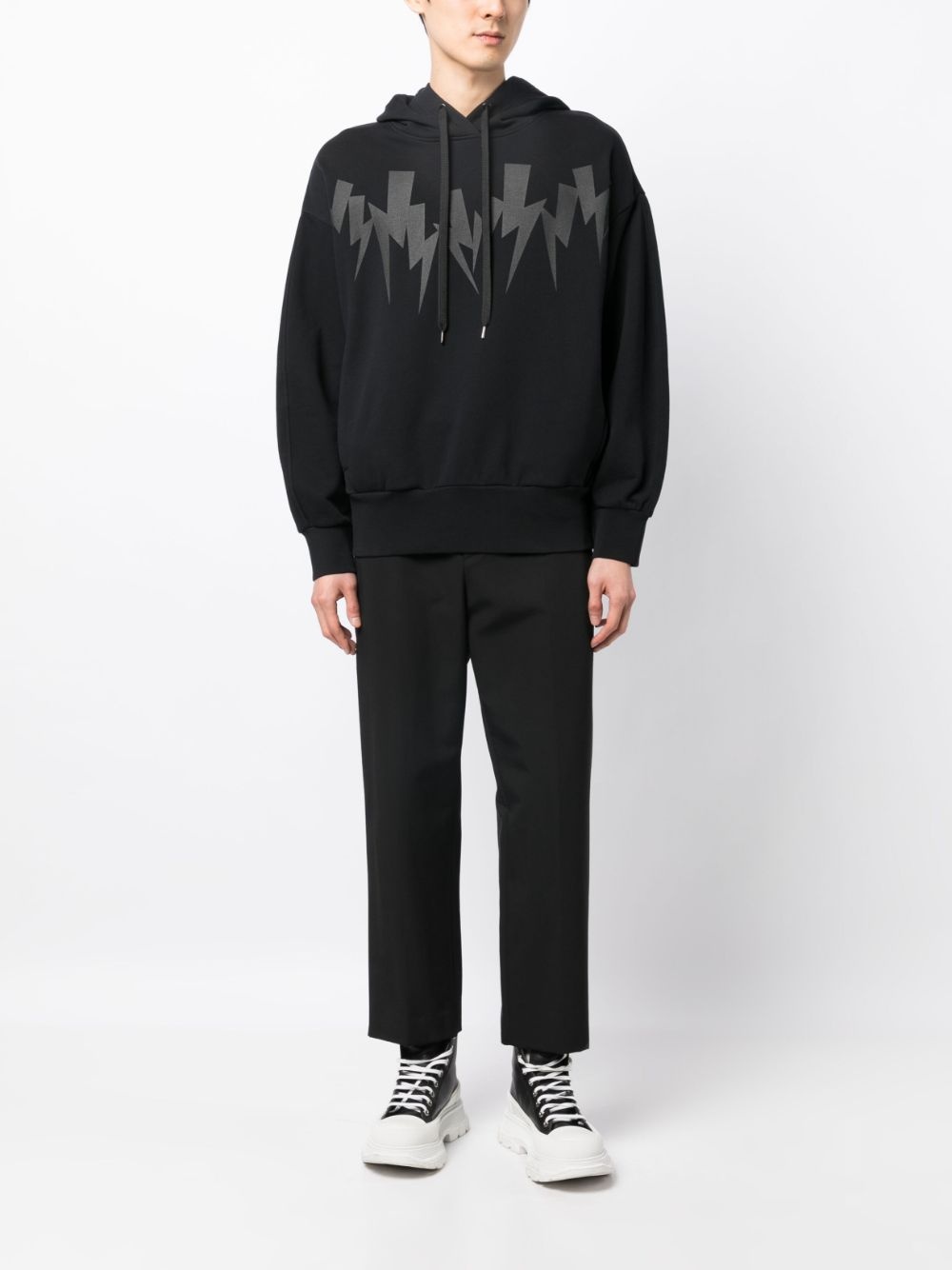 Thunderbolt-print cotton hoodie - 2