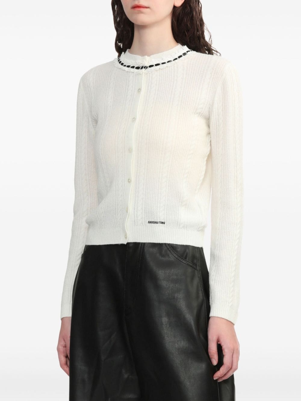frayed-detail cardigan - 3