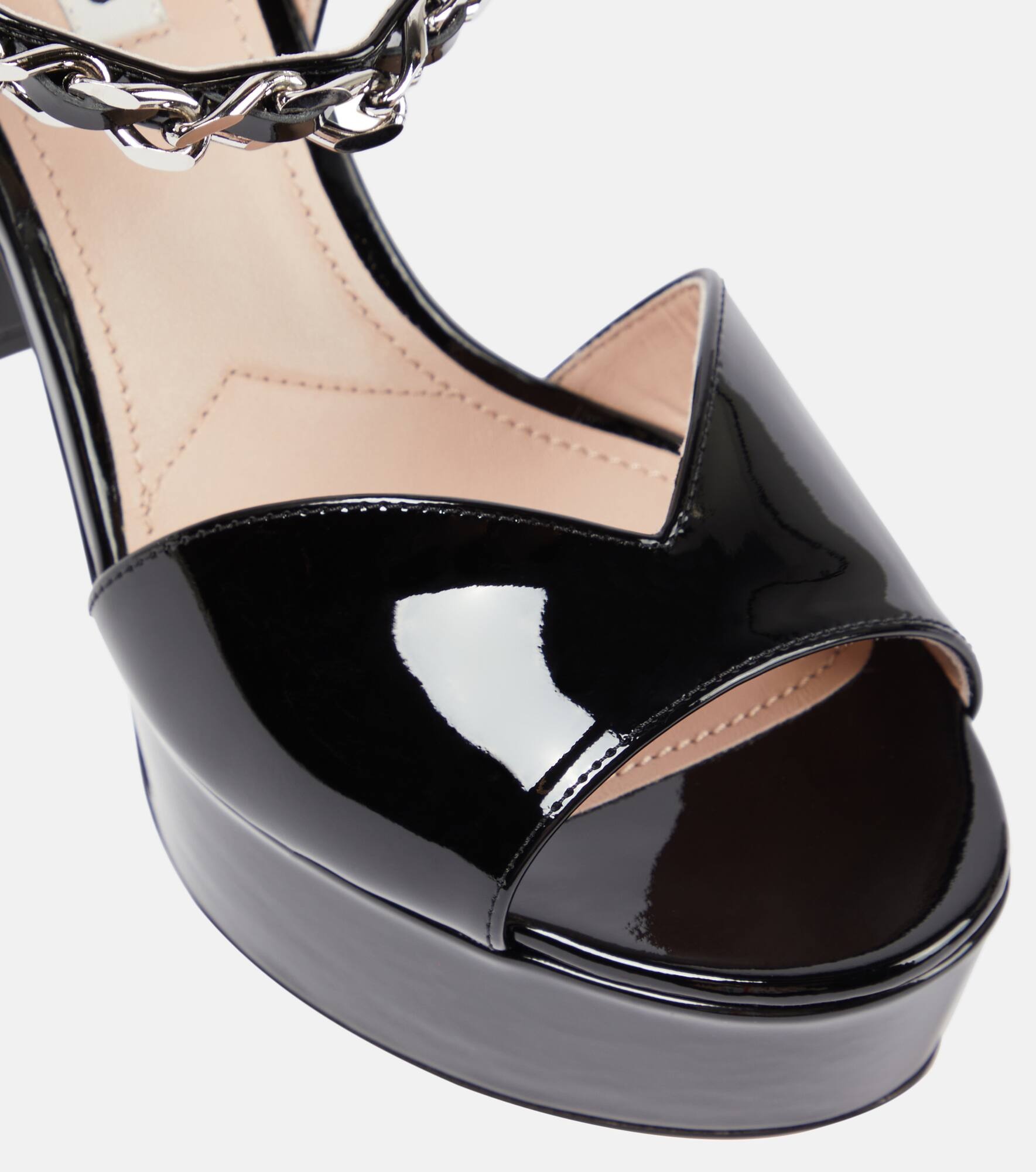 Embellished leather platform sandals - 6