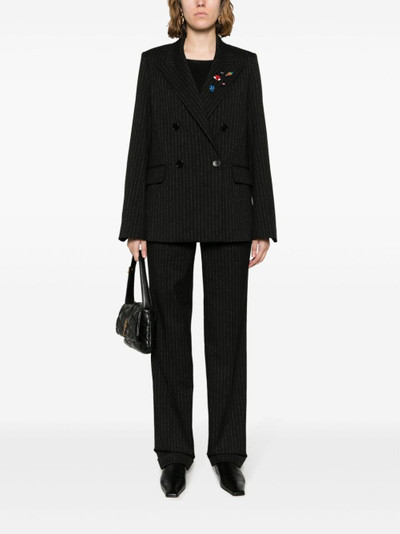 Zadig & Voltaire pinstriped brooch-detail double-breasted blazer outlook