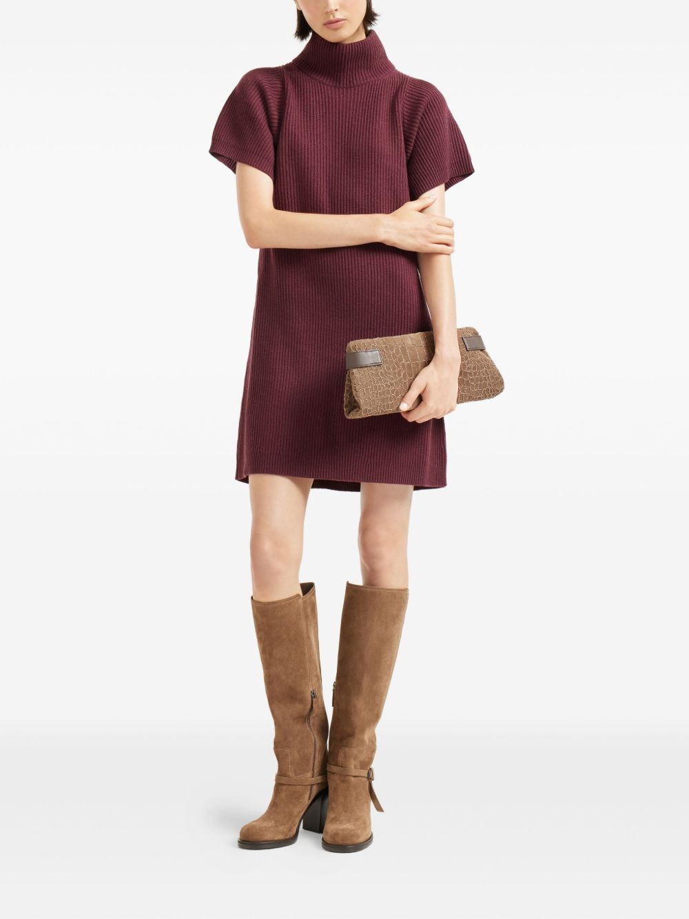 ribbed turtleneck mini dress - 2
