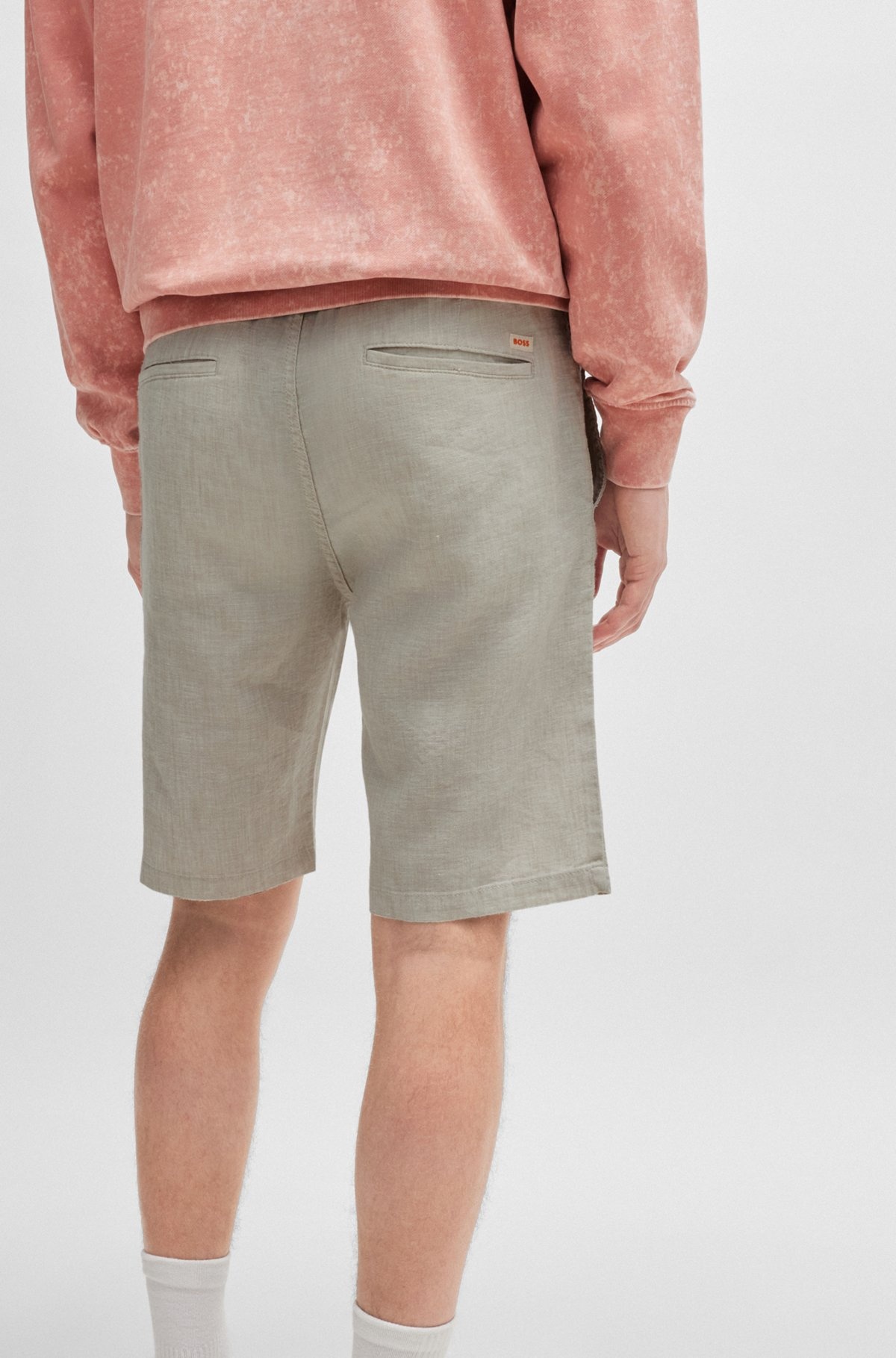 TAPERED-FIT SHORTS IN A LINEN BLEND - 5