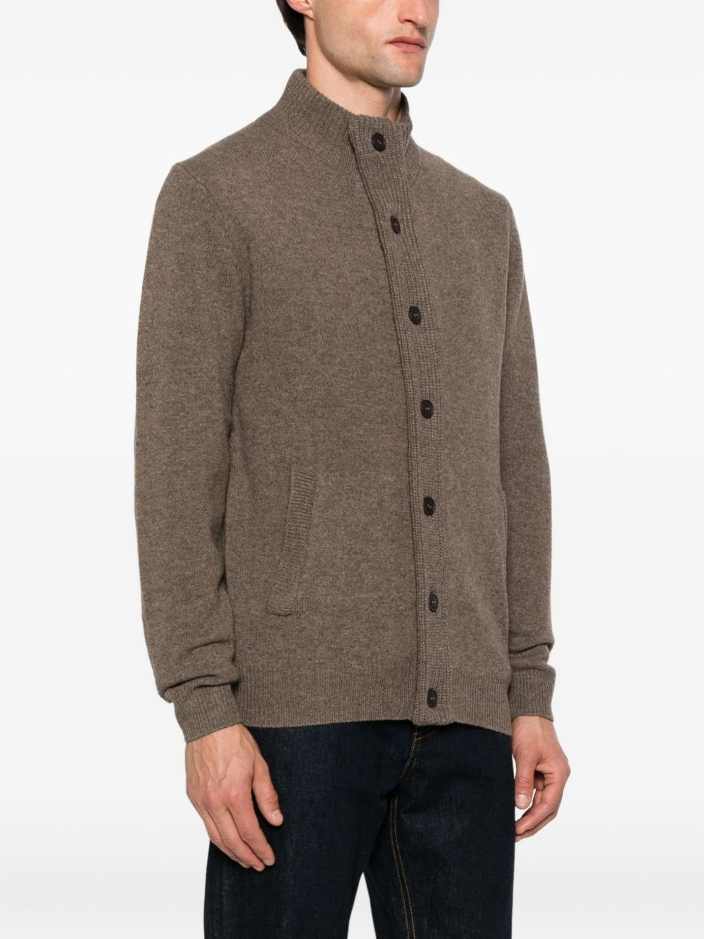 logo-patch cardigan - 3