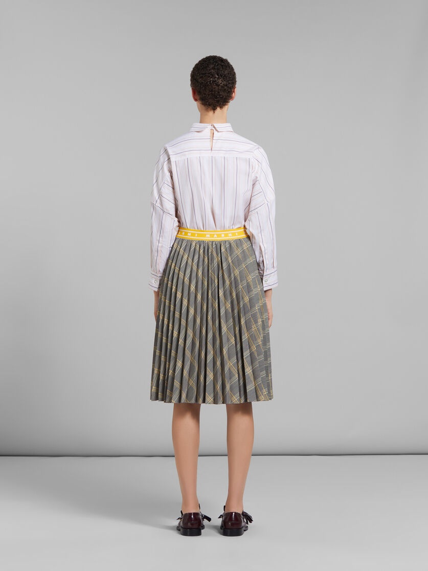 YELLOW CHECKED TECH WOOL PLISSÉ SKIRT - 3