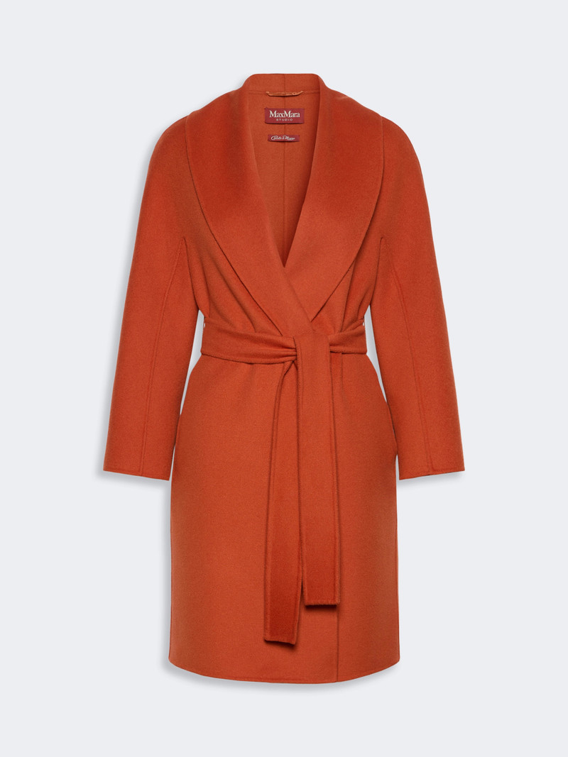 ESTREMO Wool, cashmere and silk robe coat - TERRA COTTA 1