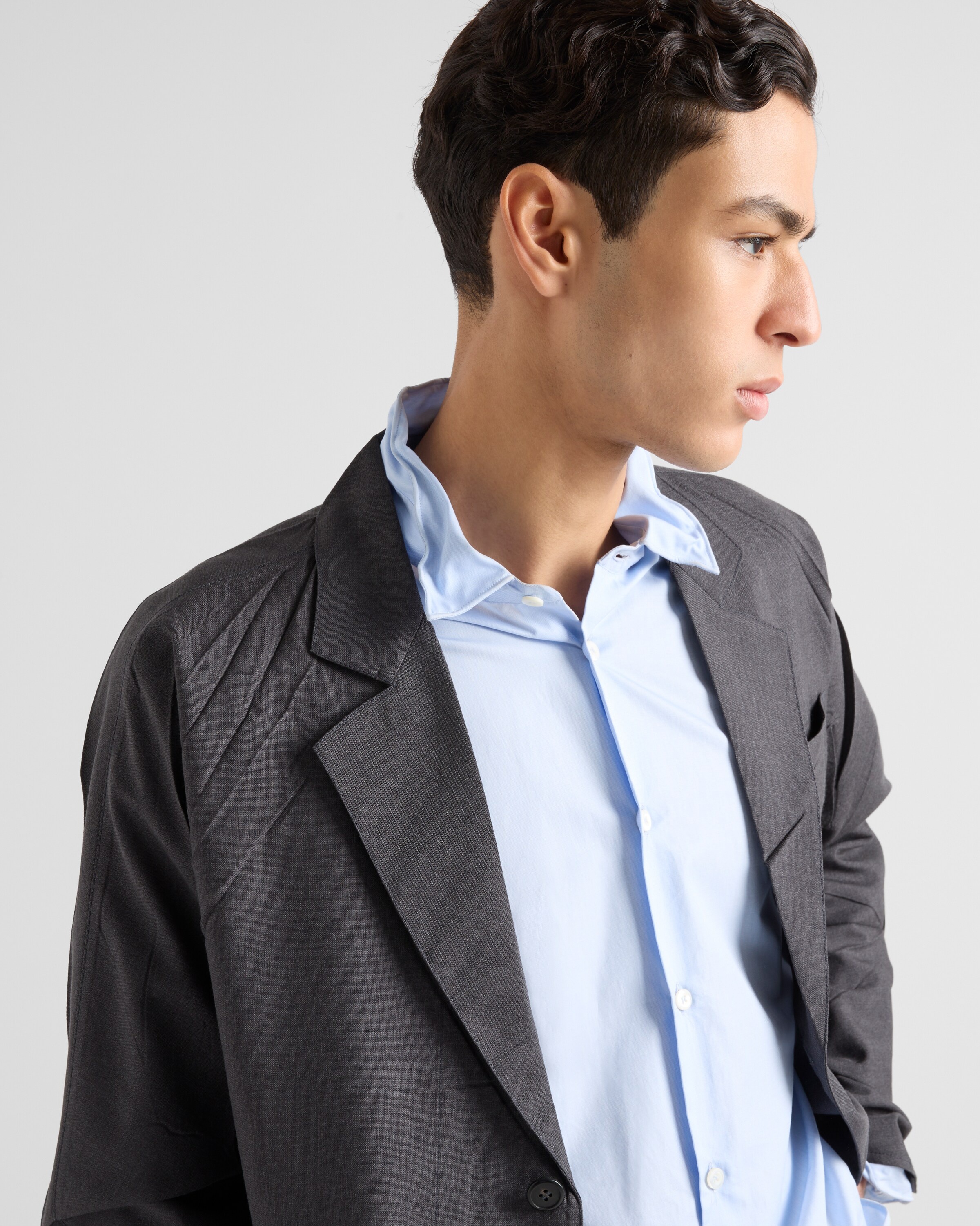 Single-breasted wool and silk jacket - 3