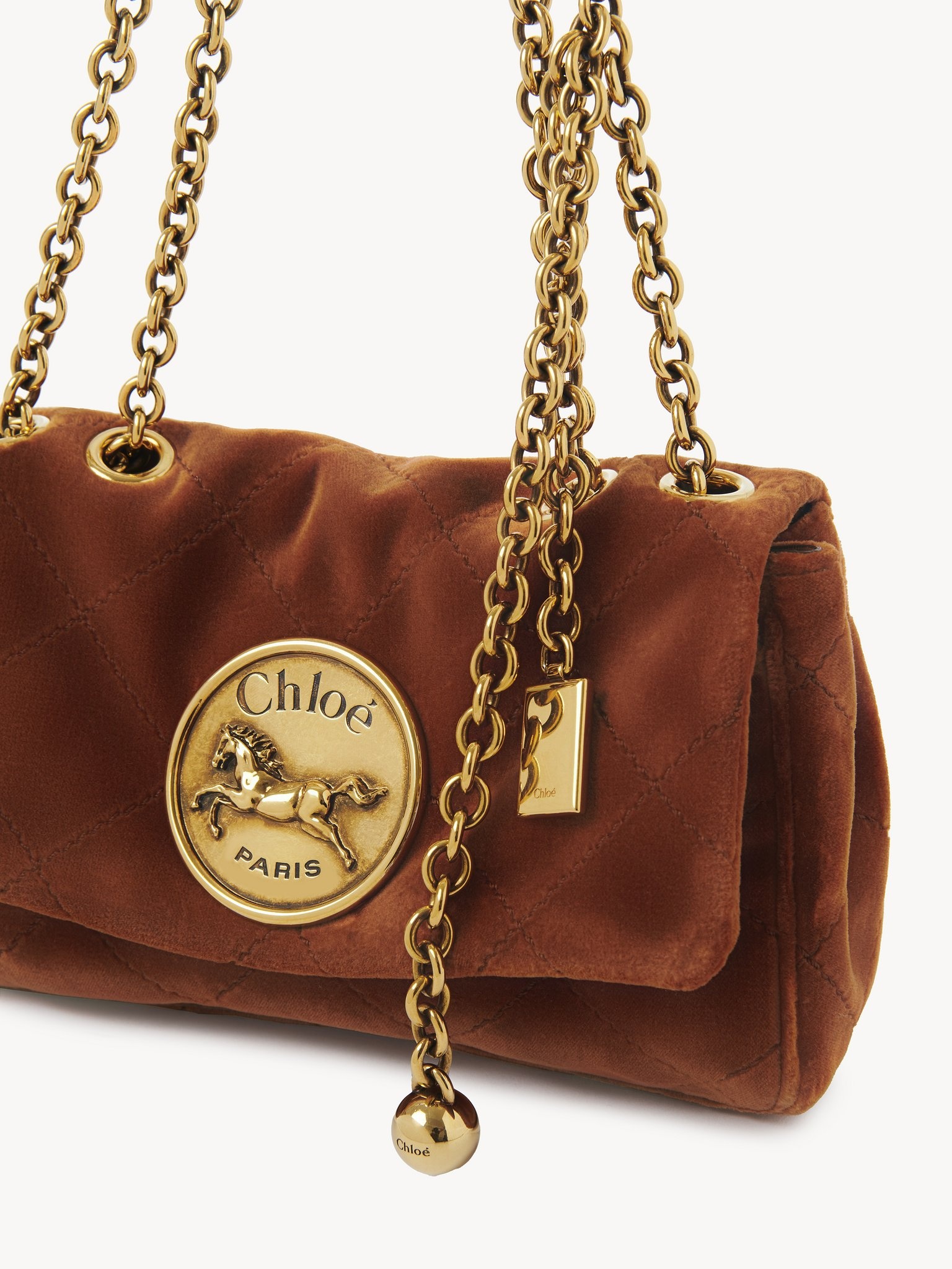SMALL CHLOÉ HERITAGE SHOULDER BAG IN VELVET - 6