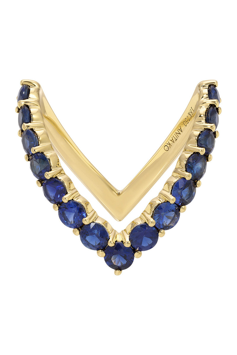 Blue Sapphire V Ring 1