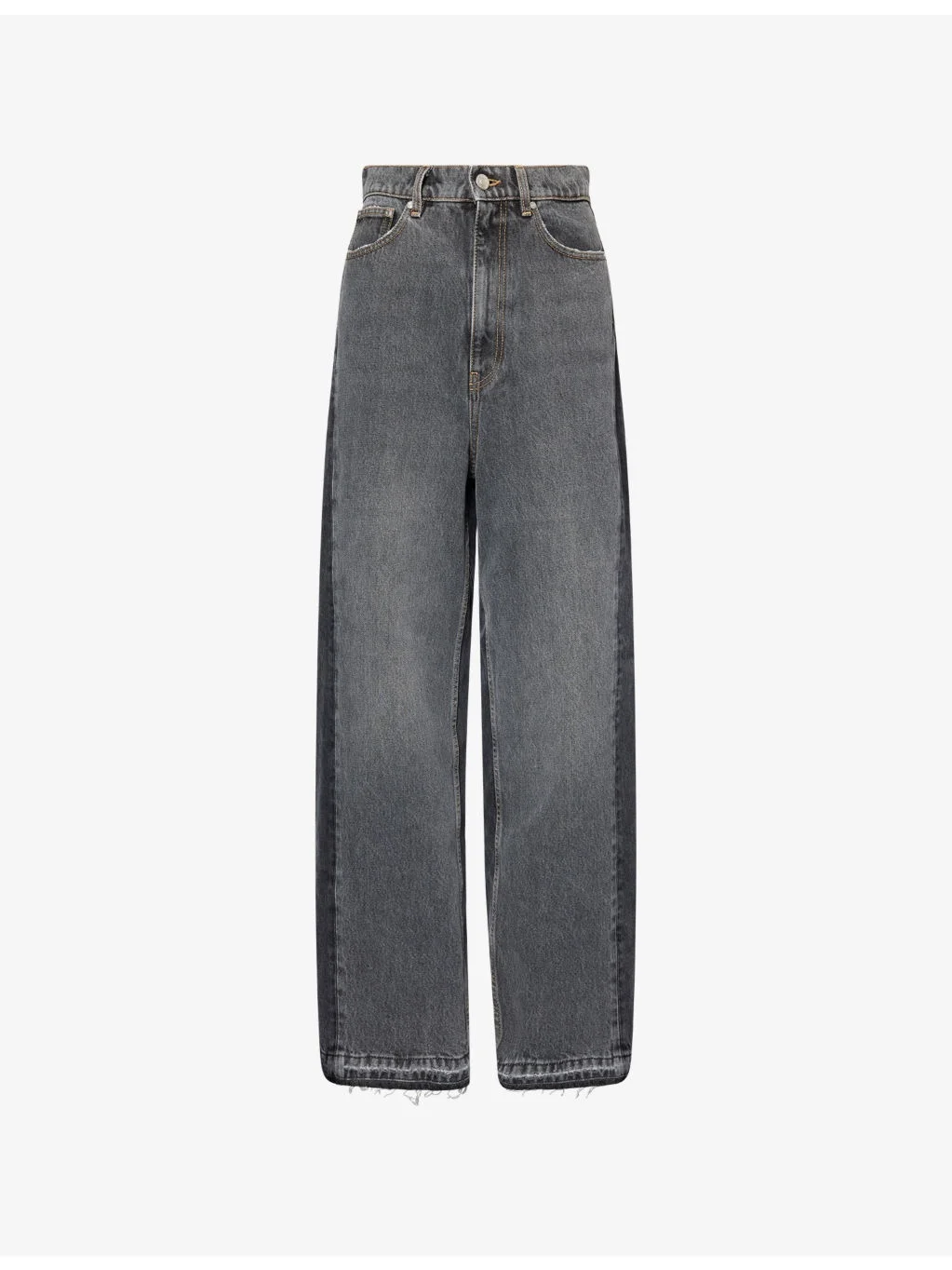 Double-Denim High-Rise Wide-Leg Denim Jeans - 1