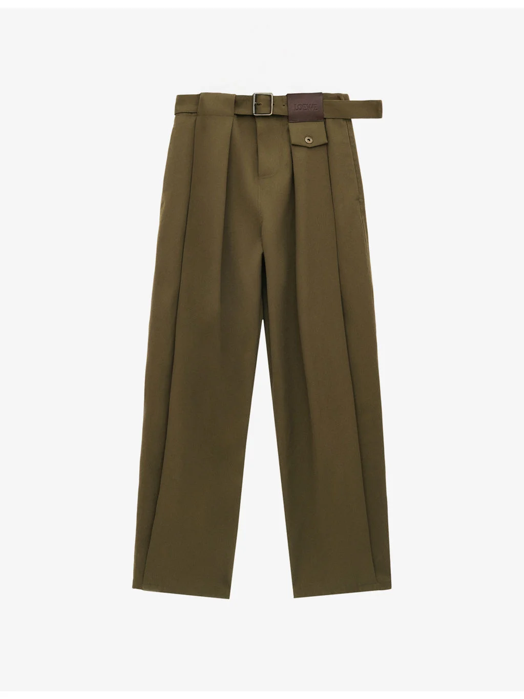 Pleated Adjustable-Belt Silk-Cotton Blend Trousers - 1