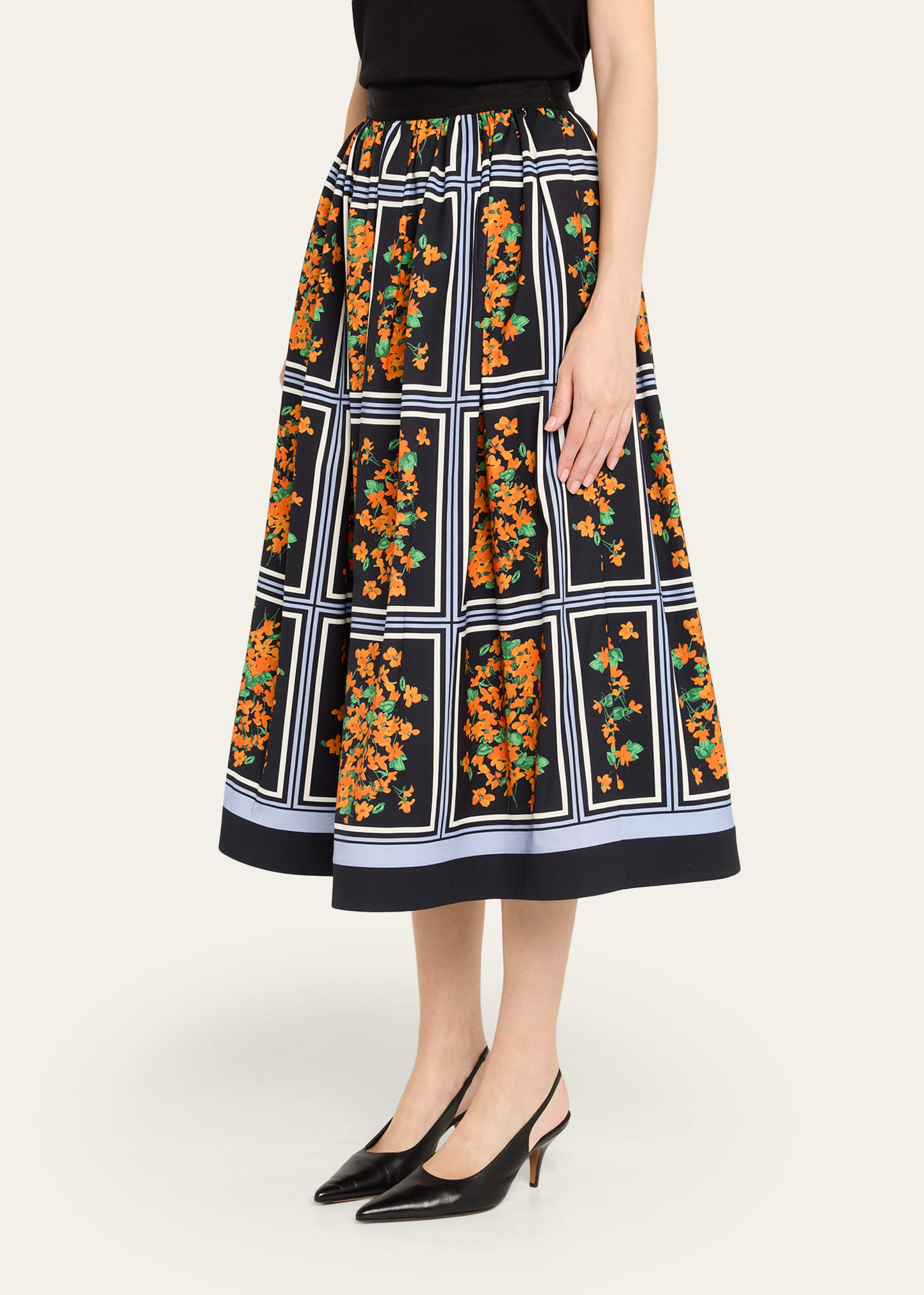 Floral-Print Full Midi Skirt - 4