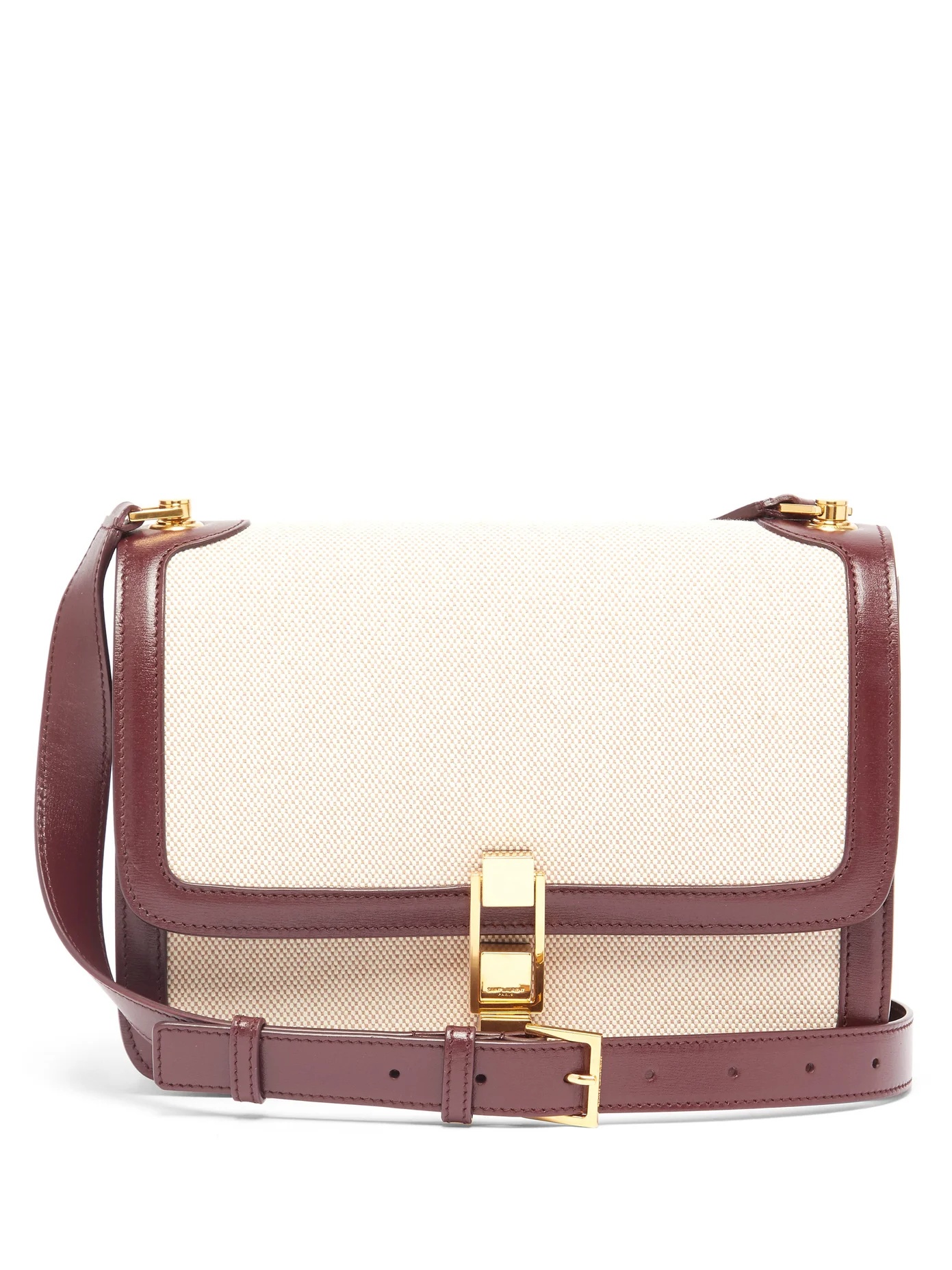 Carre leather and canvas cross-body bag - 1