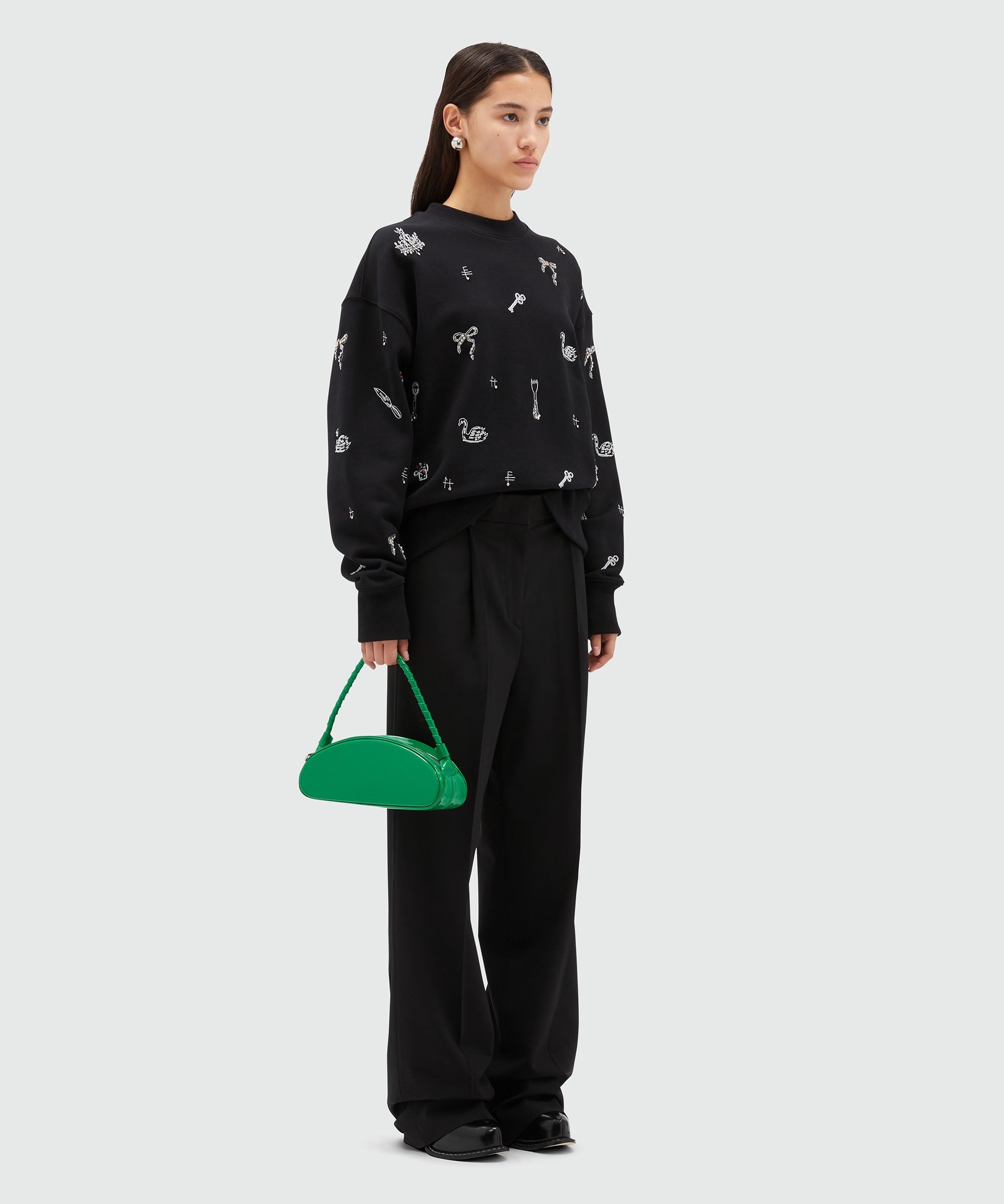Jersey sweatshirt with applications and embroidery - 4